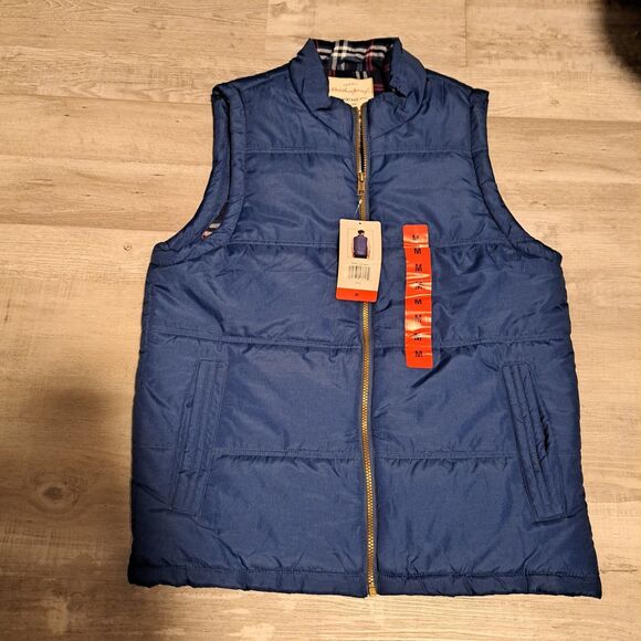 Weatherproof Vintage Men's Flannel Lined Puffer Zip-Front Vest Blue Medium NWT - Picture 1 of 8